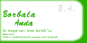 borbala anda business card